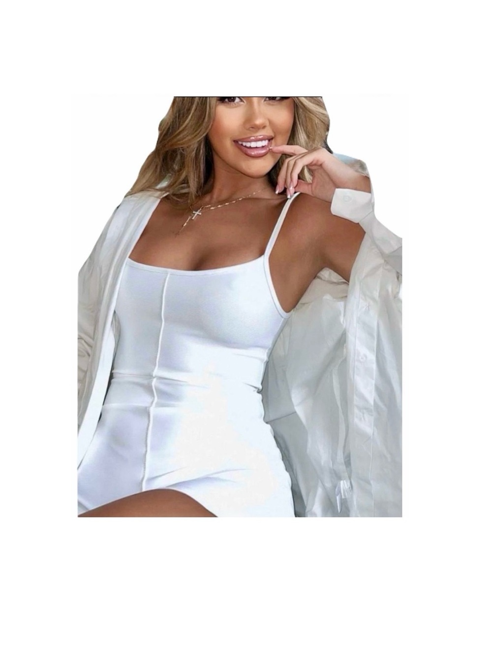 NWT Sexy Playsuit Clearly Into You Off White Romper Bodycon XS - Picture 4 of 9